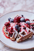 Waffles with berries and yogurt