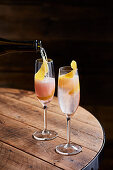 Cocktails topped with Prosecco