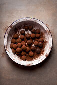 Homemade dark chocolate orange truffles