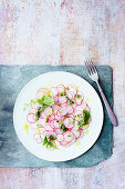 Radish salad with salsa verde