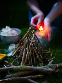 Lighting a campfire