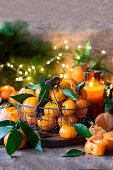 Tangerines on christmas table