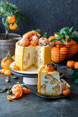 Tangerine profiterole Japanese sponge cake with tangerine curd
