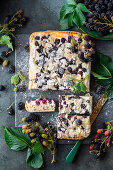 Blackberry cream cheese cake with almonds