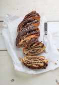 Vegan chocolate-nut yeast plait