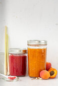 Raspberry-lemongrass puree, apricot-cardamom jam