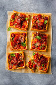 Cherry tomato tartlet with Parma ham