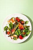Asparagus salad with harissa salmon
