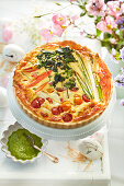 Vegetable quiche with four kinds of vegetables for Easter