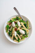 Cavatelli (Italian pasta) with stem cabbage and burrata