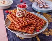 Waffles with Praline Roses