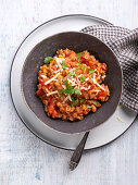 Vegan spelt tomato risotto