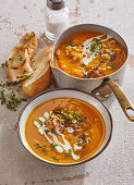 Creamy carrot and lentil soup