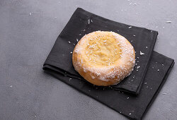 Skolebrød - yeast pastry with custard cream and coconut flakes