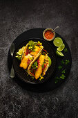Tacos with breaded fish