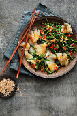 Pike perch sashimi with a seaweed salad