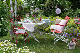 Set table for summer party in garden