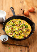 Brussels sprouts and sausage omelette