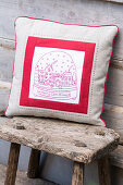 Decorative embroidered Christmas throw pillow