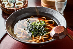 Soup with udon noodles (Japan)