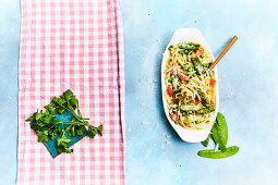 Pasta primavera (pasta with spring vegetables)