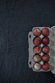 Easter eggs coloured with onion skins