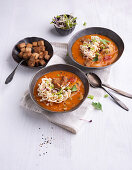 Thai Tom Yam Gung soup with Mie noodles and tofu