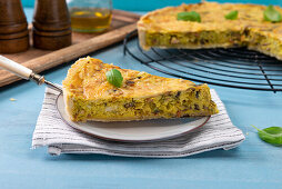 Vegan leek and mushroom quiche