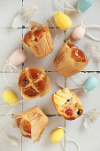 Traditional Easter Hot Cross Buns with candied fruit
