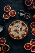 Almond cake with blood oranges