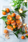 Fresh organic fruit, tiny tangerines