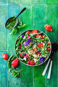Green asparagus and strawberry salad