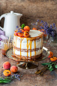 Apricot and lavender cake
