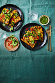 Masala French toast with turmeric-cilantro chutney