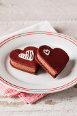 Heart shaped red velvet ice cream sandwiches