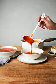 Tomato soup with Mexican salsa macha
