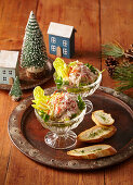 Seafood salad with herb crostini
