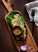 Indonesian bulgur salad with pak choy and tamarind dressing