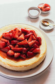 New York Cheesecake with macerated strawberries