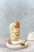 No-churn ice cream made with whipped cream, condensed milk and caramel biscuits