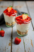 Strawberry tiramisu with Greek yogurt and whipped cream