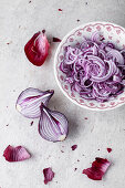 Red onions cut into rings