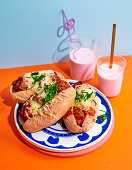 Meatball Subs and Strawberry milk