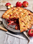 Deep dish apple and rhubarb pie