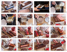 Kastenförmiger Schokoladen-Kirsch-Kuchen