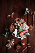 Colorful decorated gingerbread cookies