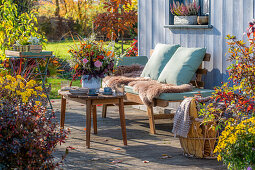 Autumn terrace with flower decoration