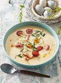 Easter soup with egg and sausage