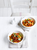 Pasta with low-fat turkey bolognese