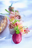 Grilled sea bass with turnips, quinoa, and sabayon